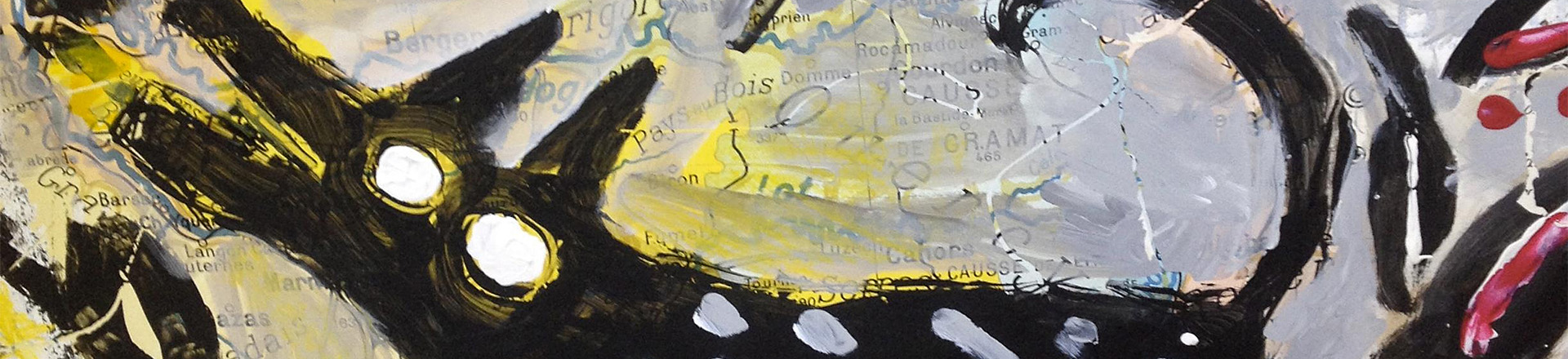 childlike and colourful finger painting of a dog